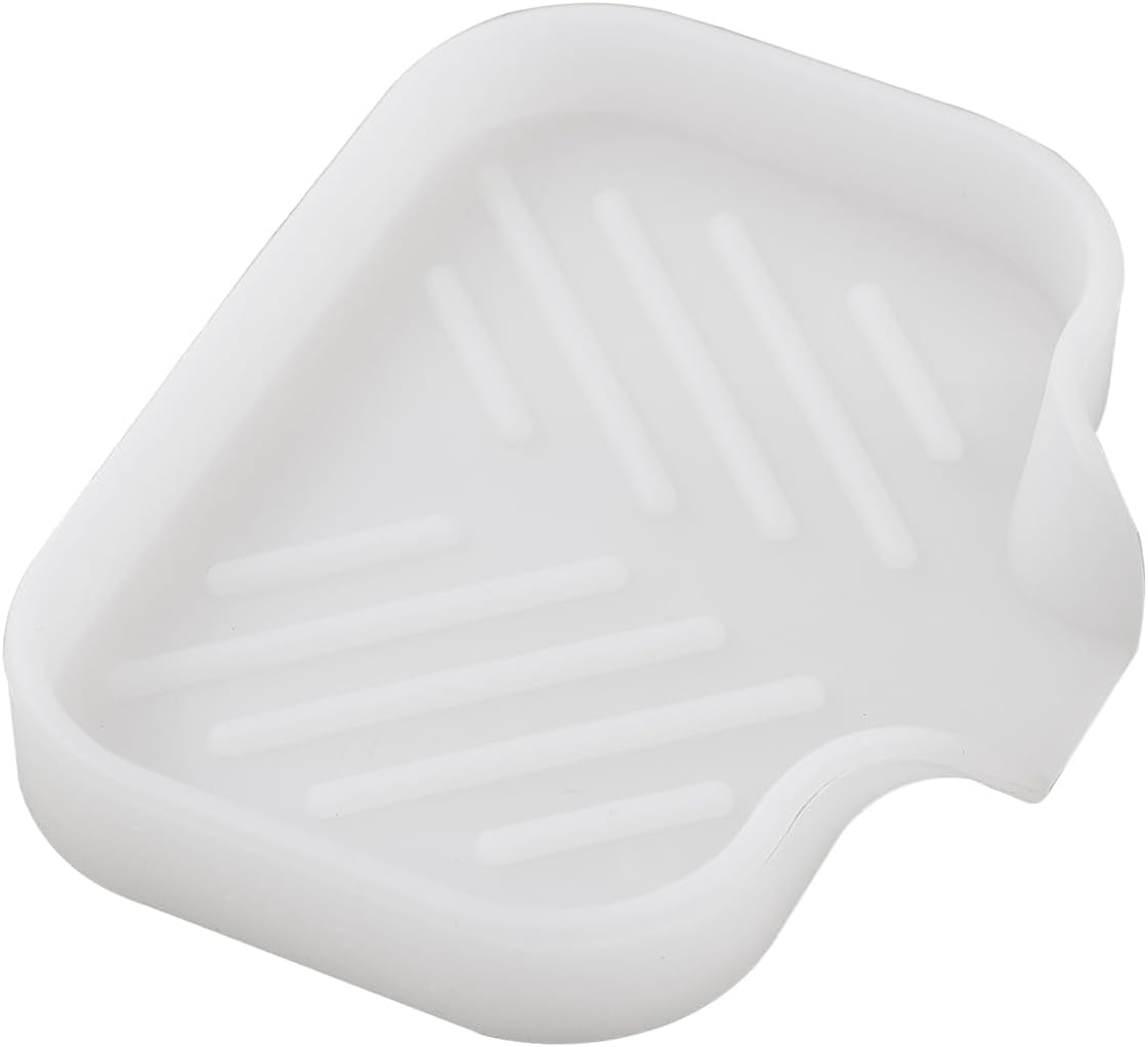 Silicone Bathroom Soap Dishes with Drain Spout-Bathroom and Kitchen Sink Organizer,Sponge Holder,Dish Soap Tray,Perfect for Dispenser,Scrubber,Bottle,Cup on Counter Translucent 4.9"×3.2"