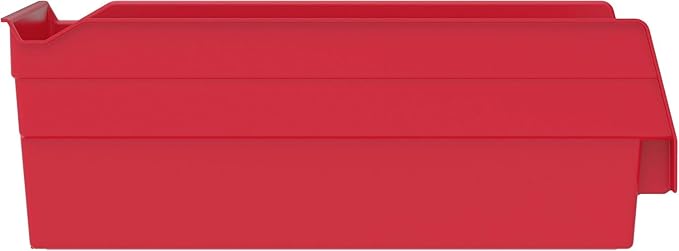 Akro-Mils 30130 Plastic Shelf Bins, Heavy Duty Storage Bins for Garage, Closet, and Drawer Organization, 12-Inch x 6-1/2-Inch x 4-Inch, Red, 12-Pack