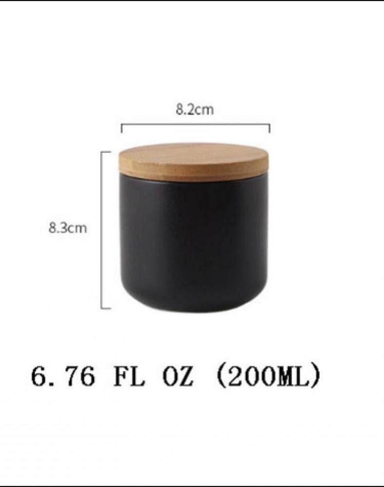 YYW Ceramic Food Storage Jar Containers Kitchen Canisters with Airtight Seal Lid for Coffee Beans Sugar Spices (Small Black)