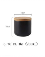 YYW Ceramic Food Storage Jar Containers Kitchen Canisters with Airtight Seal Lid for Coffee Beans Sugar Spices (Small Black)