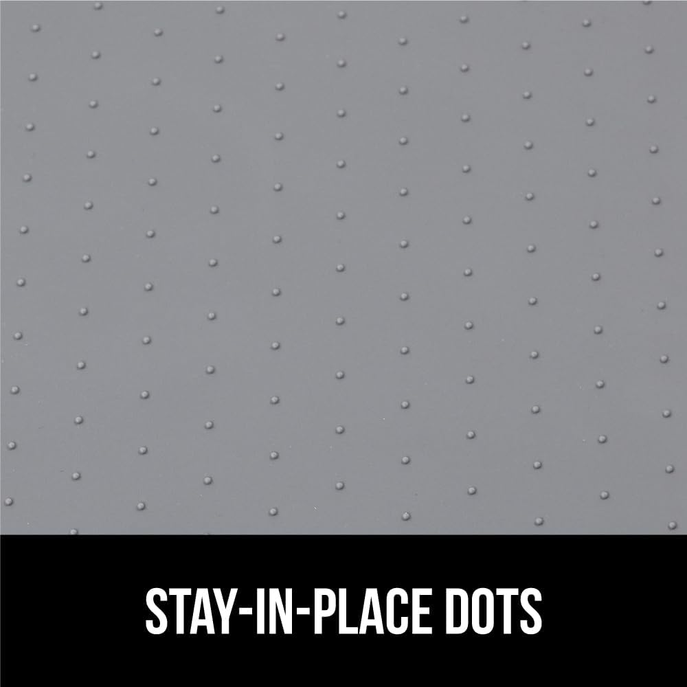 GORILLA GRIP Waterproof Silicone Under Sink Mat with Raised Lip for Kitchen and Bathroom, 34 x 22 in, Cabinet Shelf Liner Stay in Place Mats Dishwasher Safe Drawer Liner, Organizer Tray, Gray