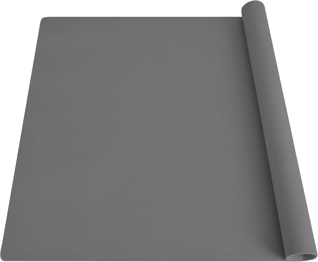 Silicone Mats for Kitchen Counter 23.6" x15.7"x0.08”, Heat Resistant Mat, Kitchen Island Silicone Countertop Protector Mat, 2MM Thick Nonslip Baking Mats, Washable Dining Table Mats, Dark Gray