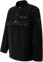 ANTAITHER Leather Welding Jacket with Open Back, Bib Apron with Cape Sleeve, Heat Flame Resistant Welder Coat