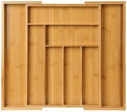 Realm Bamboo Deep Expandable Silverware Organizer | Neatly Stow Cutlery and Utensils in this 6 to 8 Compartment Flatware Tray | Designed For Better Kitchen Drawer Organization | Natural Color Holder
