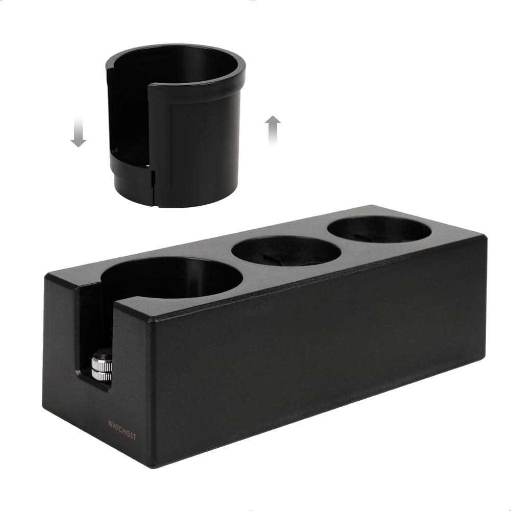 watchget Espresso Tamping Station, Plastic Espresso Organizer Box for 51/54/58mm Portafilter, Tamper, Distributor and Barista Accessories, Coffee Tamper Station, Black