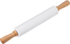 HARFINGTON Silicone Rolling Pins for Baking 16.93 Inch Non-Stick Silicone Surface Wooden Handle Rolling Pin Small Roller Playdough Rolling Pins for Fondant Kitchen Dough Pizza, White