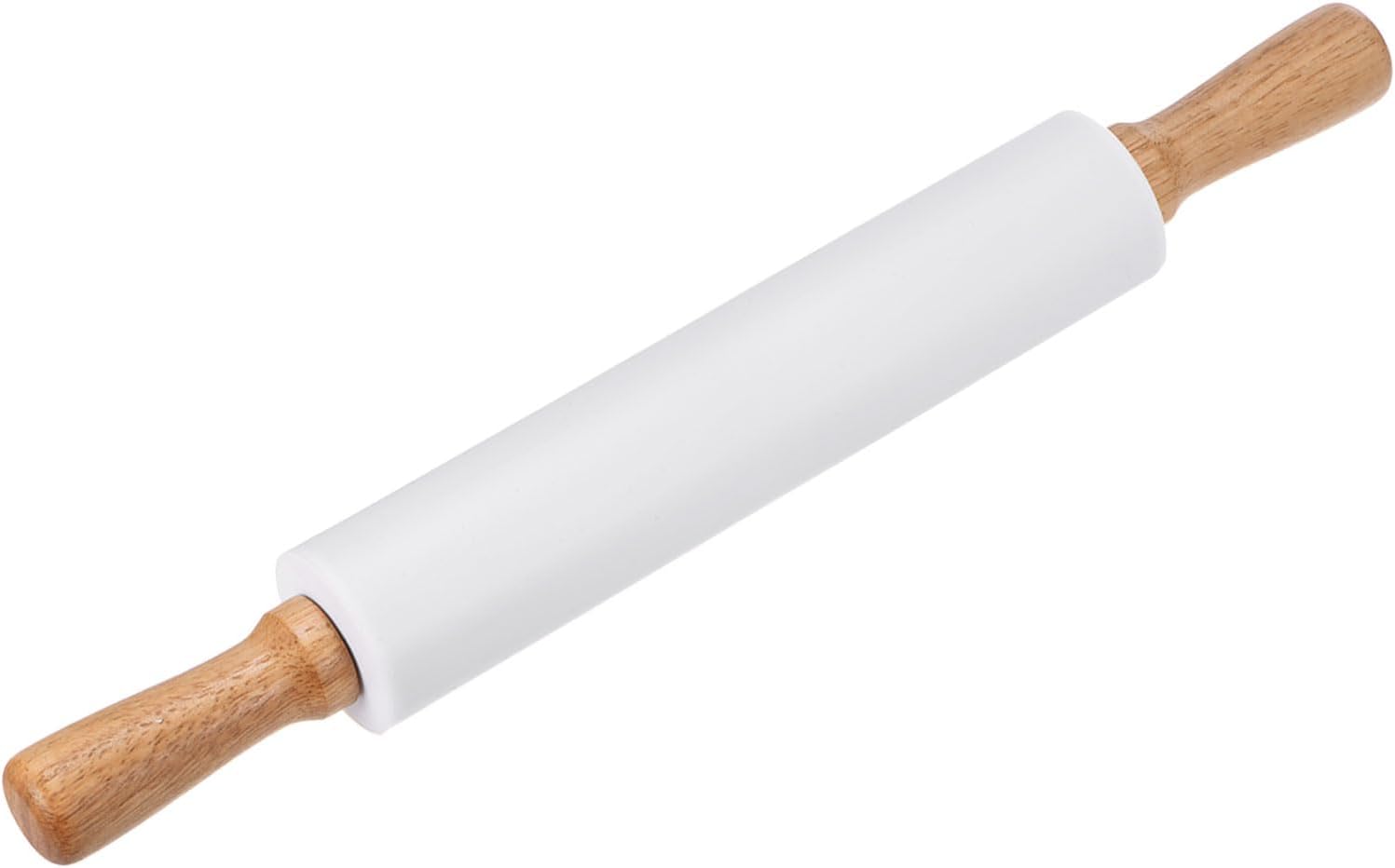 HARFINGTON Silicone Rolling Pins for Baking 16.93 Inch Non-Stick Silicone Surface Wooden Handle Rolling Pin Small Roller Playdough Rolling Pins for Fondant Kitchen Dough Pizza, White