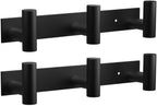 VAEHOLD Black Hat and Coat Wall Mount Rack - 3 Hooks for Robes, Bags, Keys, and Towels - Bathroom Towel Hanger Organizer (2 Pack)