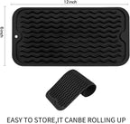 Silicone Dish Drying Mat for Multiple Usage,Easy clean,Eco-friendly,Heat-resistant Silicone Mat for Kitchen Counter or Sink,Refrigerator or Drawer Liner Black S 12 inches x 6 inches