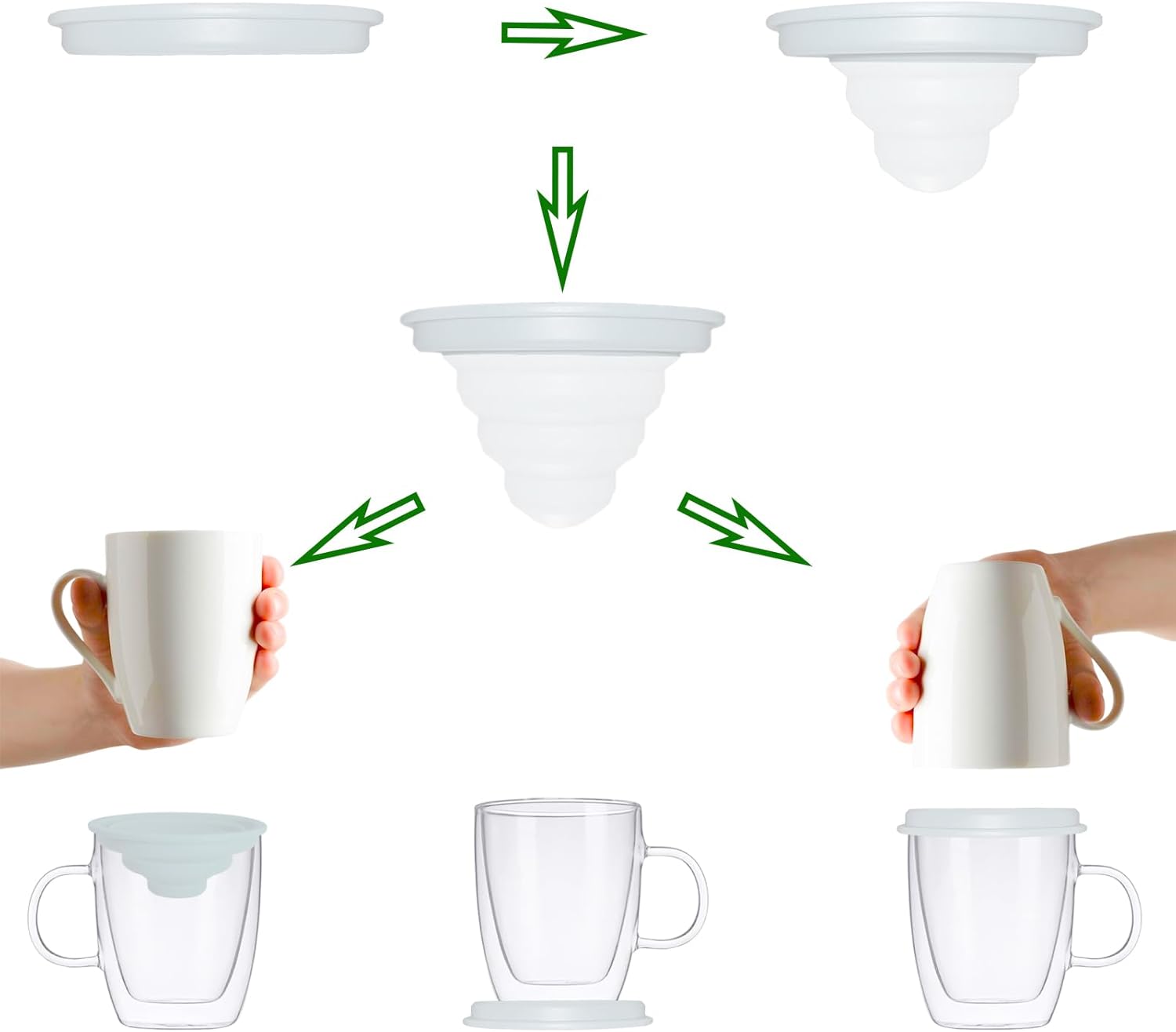 Coffee Mug Organizers and Storage (6Pack), Adjustable Mug Organizer for Kitchen Cabinet Shelf, Cup Stacker Holder for Tea Cup, Coffee Mug, Glassware, Save Space for Cupboard (Whit)