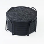 Absorbent Coasters for Drinks with Holder - 6packs, Silicone Coaster with Soft Felt Insert (4.3 inch Coasters with 4.5 inch Holder, Black and White)