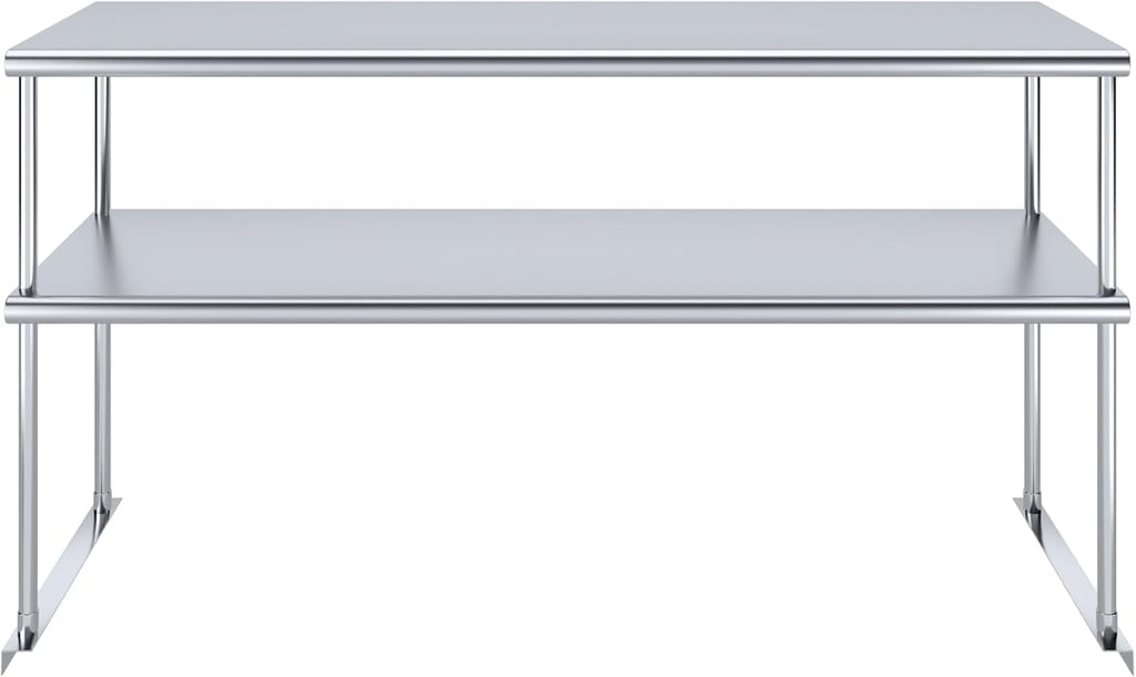 NSF Certified 18 Gauge Heavy Duty Stainless Steel Double overshelf with Brackets for Kitchens, Utility Rooms, Storage, Offices & Home