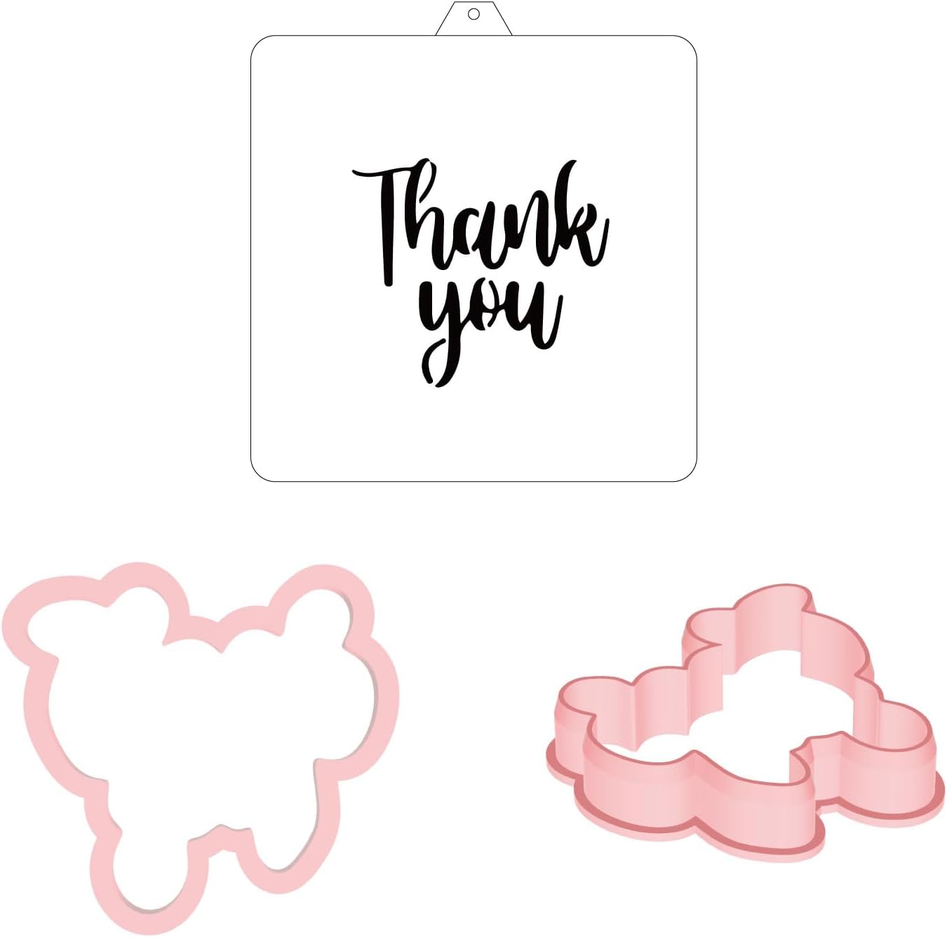 Thank You Cookie cutter and stencil set Baking stencils and cutters bundle DIY bakery decorating kit Cookie cutters with stencils Icing stencil and cookie cutter combo(Thank you)