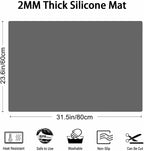 2MM Thick Silicone Countertop Mat, 31.5"x 23.6" Silicone Mats for Kitchen Counter, Nonslip Heat Resistant Mat, Large Kitchen Counter Mats, Waterproof Countertop Protector, Dark Gray