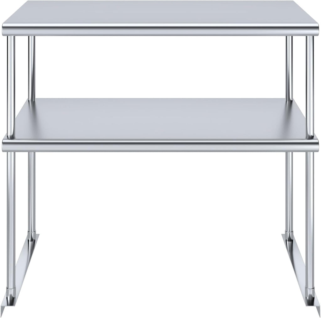 NSF Certified 18 Gauge Heavy Duty Stainless Steel Double overshelf with Brackets for Kitchens, Utility Rooms, Storage, Offices & Home