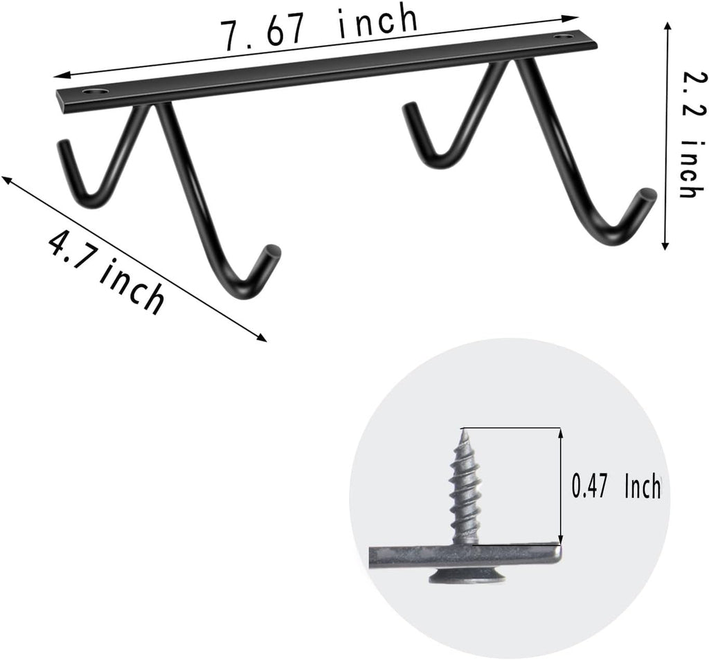 Cabinet Hook Mug Holder - Hanging Coffee Cup Rack for Kitchen, Under Cabinets Metal Hangers Organizer Shelf Storage Utensil （Black）