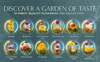Teabloom Flowering Tea Chest - Curated Collection of 12 Gourmet Flowering Teas - Packaged in Beautiful Gift-Ready Tea Box