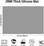 2MM Thick Silicone Countertop Mat, 23.6"x 23.6" Silicone Mats for Kitchen Counter, Nonslip Heat Resistant Mat, Large Kitchen Counter Mats, Waterproof Countertop Protector Light Gray