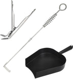 BBQ Ash Removal Tool Set for Big Green Egg Accessories, Kamado Grill Cleaning Tools Include Ash Rake and Ash Pan and Grill Grate Lifter(at+AP+GG)
