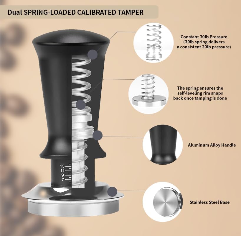 7 Pack Espresso Tamper Station&Coffee Distributor Tamper&Espresso WDT Stirrer&Coffee Tamping&Brush&Coffee Dosing Funnel&Espresso Puck Screen, Espresso Accessories for Bar Home Office (58 mm)
