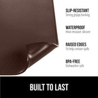 GORILLA GRIP Silicone Coffee Mat, 18x28, Espresso Drink Bar Station Accessories, Waterproof Heat-Resistant Dish Drying Mats, Stay in Place on Kitchen Counter, Home Kitchen Decor Essentials, Brown