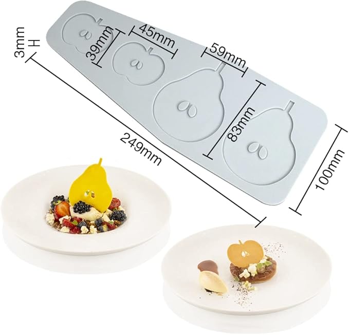 Hollow Leaf Silicone Mold Chocolate Candy 3D Hollow Leaf Candy Mold Food Cooking Meals Decorations Fondant Mold Polymer Clay Molds (Apple Pear B_9.96x4x0.12inch)