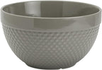 TTU Tabletops Gallery Hobnail Style 4 Piece Timeless Grey Stoneware Nesting Mixing Bowl Set for Baking and Cooking