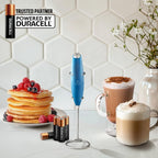 Zulay Kitchen Powerful Milk Frother Wand With 4 AA Duracell Batteries - Ultra Fast Handheld Drink Mixer - Electric Whisk Foam Maker for Coffee, Lattes, Cappuccino, Matcha & Creamer -