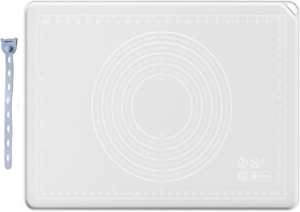 Silicone Pastry Mat 28"*20" Extra Thick Non Stick Baking Mat with Measurement Food Grade Silicone Rolling Dough Mat, Fondant, Pie Crust Mat, Kitchen Mat with Hang Holes, Raised Edge