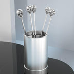 Skull Shape Swizzle Sticks, Reusable Stainless Steel Coffee Beverage Stirrers Cocktail, 5-Pack Drink Stir Sticks for Bar Party Home Office (Silver)
