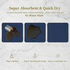 Dish Drying Mat Super Absorbent – 16" x 18" Coffee Mat for Countertops – Non-Slip Drying Mat for Kitchen Counter – Easy to Clean Water Absorbent Mat – Large Dish Drying Mats (Navy Blue)