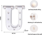 Foaky LED Letter Lights Sign Marquee Light Up Letters Sign for Night Light Wedding/Birthday Party Battery Powered Christmas Lamp Home Bar Decoration(U)