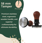 58mm Coffee Tamper, Stainless Steel Base, Wooden Handle – Professional Espresso Tool for Uniform Compression & Better Espresso Quality