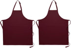 Pomp 2 Pack Premium Bib Aprons | Adjustable Neck + 2 Pockets | Water + Oil Resistance | Men & Women's Kitchen Cooking Aprons