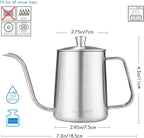 Easyworkz Gage Gooseneck Pour Over Coffee Kettle 12 oz Stainless Steel Hand Drip Long Narrow Spout, Silver