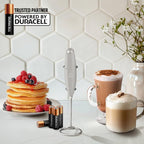 Zulay Kitchen Powerful Milk Frother Wand With 4 AA Duracell Batteries - Ultra Fast Handheld Drink Mixer - Electric Whisk Foam Maker for Coffee, Lattes, Cappuccino, Matcha & Creamer -