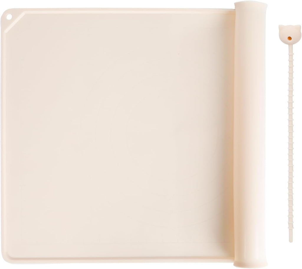 Silicone Baking Mat - Extra Thick Non-Stick Pastry Mat with Measurement Markings, 21"x15" Non-Slip Silicone Pad with Raised Edges（Apricot）