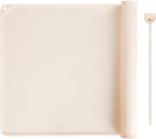 Silicone Baking Mat - Extra Thick Non-Stick Pastry Mat with Measurement Markings, 21"x15" Non-Slip Silicone Pad with Raised Edges（Apricot）