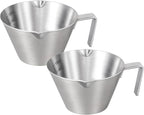 YARRAMATE 2 Pcs Espresso Cups with Handle, Stainless Steel Espresso Accessories, Double Spout Metal Measuring Cup with Dual Scale, Espresso Shot cup with V-Shaped Mouth, 3.4OZ/100ML(Silver)