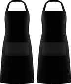 GREEN LIFESTYLE 2 Pack Chef Apron with Pockets – Grilling Aprons for Men, Waterproof Cooking Apron for BBQ, Work or Restaurant Use, Kitchen Aprons for Women with Pockets – Black