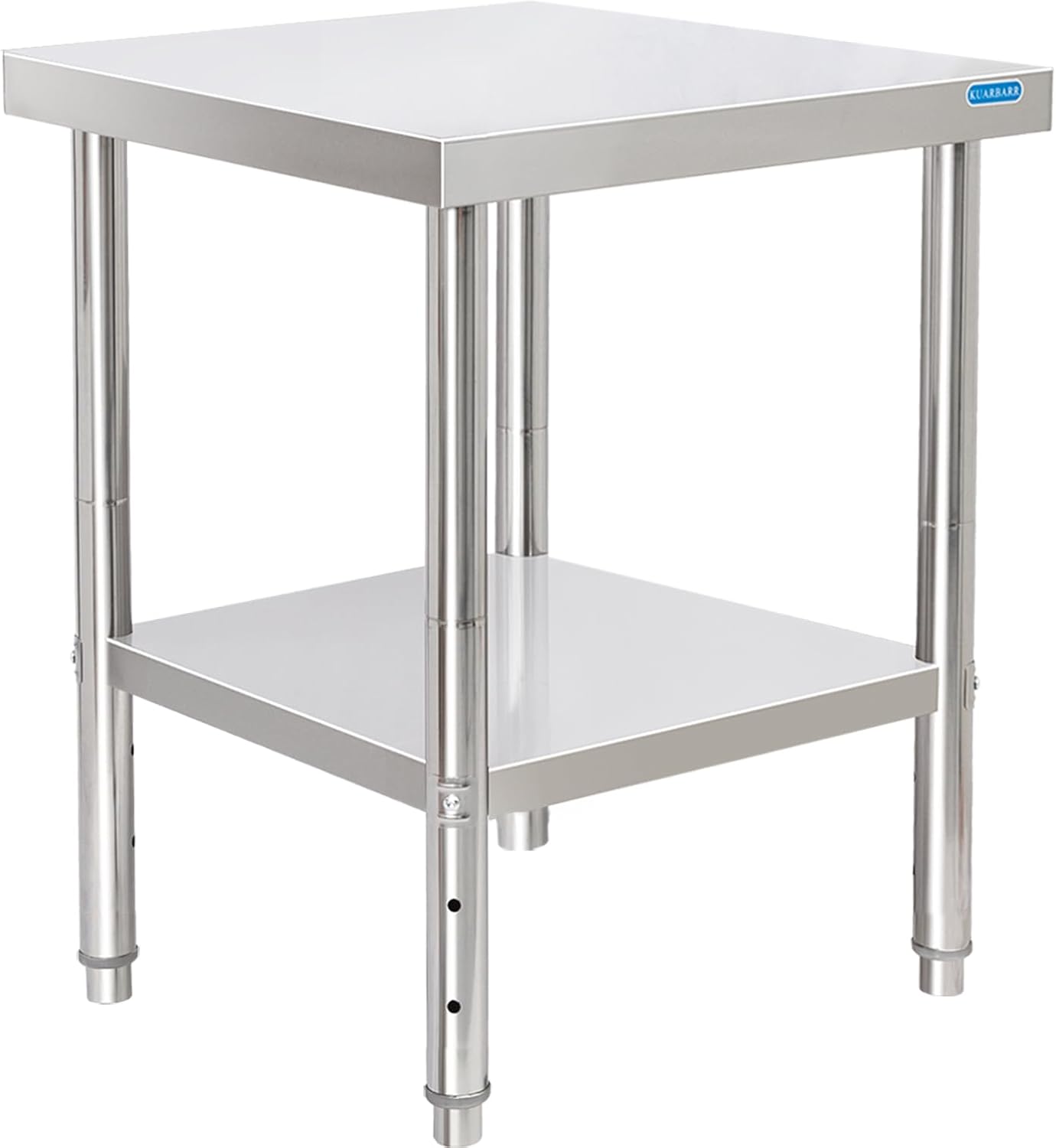 Stainless Steel Table for Prep & Work with Undershelf 24 x 24 Inches NSF Metal Commercial Kitchen Prep Table with Adjustable Under Shelf Worktable for Restaurant Home Outdoor