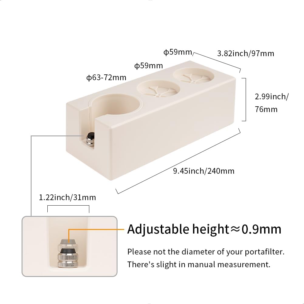 watchget Espresso Tamping Station, Plastic Espresso Organizer Box for 51/54/58mm Portafilter, Tamper, Distributor and Barista Accessories, Coffee Tamper Station, Ivory White