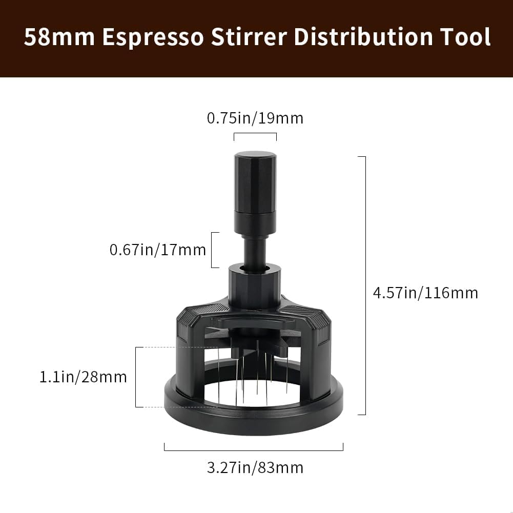 watchget 58MM WDT Tool, Espresso Stirrer Distribution Tool, Stainless Steel & Aluminum Alloy Adjustable Needle Height with Magnetic Base for Barista