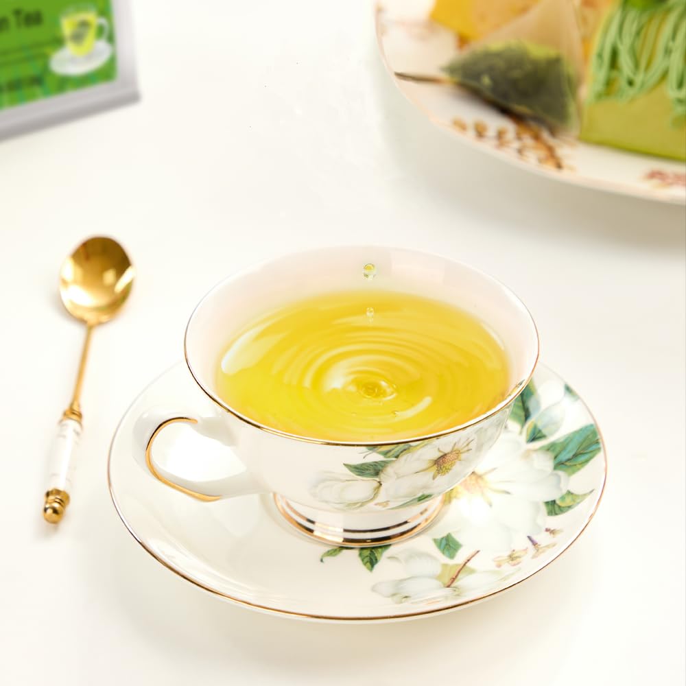 XIEJINJI Green Tea, 3.2g*40 Tea Bags, Whole Leaf Tea, No Sugar - No Additives, see-through compostable teabags