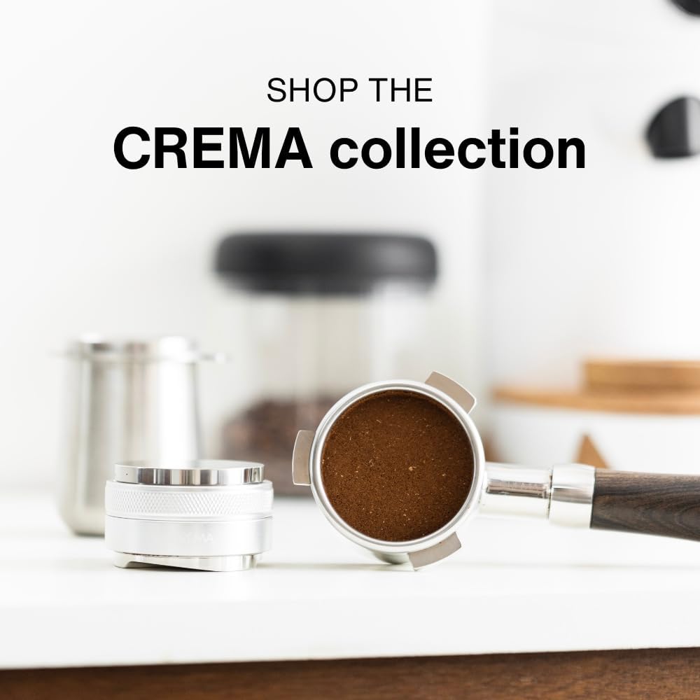 Crema Coffee Products 58mm Bottomless Naked Portafilter | Compatible with 58mm Breville Machines | Includes Double Shot Filter Basket | Olivewood