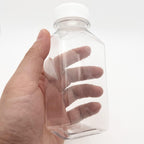 3 Pcs 8 Ounce Plastic Juice Bottles, Reusable Bulk Beverage Containers for Juice, Milk and Other Beverages, White lid