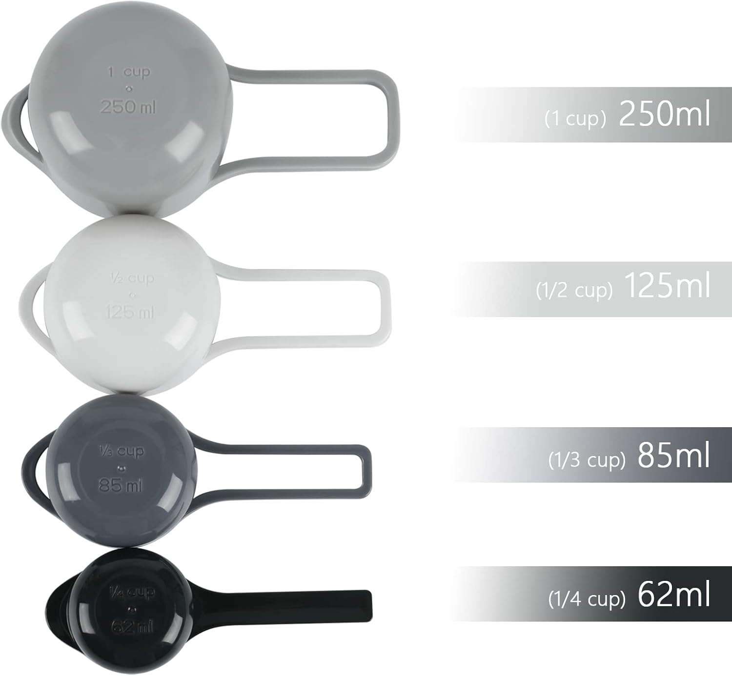 BoxedHome 8 Pack Classic Nesting Mixing Bowl Set with 4 Measuring Cups, Plastic Mixing Bowls with Pour Spouts and Handles(Gray)