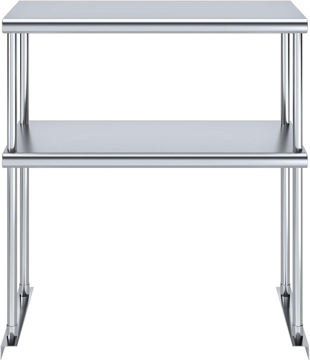 NSF Certified 18 Gauge Heavy Duty Stainless Steel Double overshelf with Brackets for Kitchens, Utility Rooms, Storage, Offices & Home