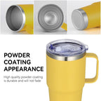 VEGOND 20 oz Tumbler Bulk with Handle Lid and Straw, Stainless Steel Insulated Travel Coffee Mug Set, Spill Proof Double Wall Metal Tumblers Cups, Powder Yellow 12 Pack