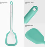 13.6" Solid Silicone Turner: U-Taste 600ºF Heat Resistant Kitchen Spatula Flipper, Food Grade Flexible Wide Seamless Rubber Cooking Utensil for Egg, Pancake, Burger in Nonstick Cookware (Aqua Sky)